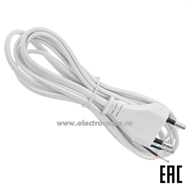 Р54. Шнур электрический 11-1147 сетевой 2х0,75 мм2 1,8м белый (Rexant)