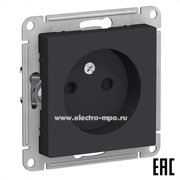 Ю42. Механизм AtlasDesign ATN001049 розетки со шторками с/п карбон (Systeme Electric)