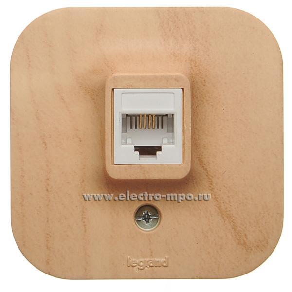 Р7050. Розетка Quteo 782274 телефонная 1 вход 4 контакта о/п "сосна" (Legrand)