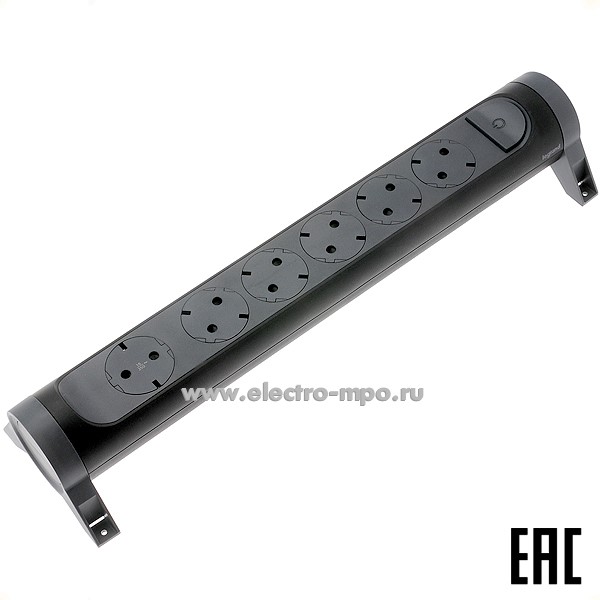 Р1664. Блок Комфорт 694548 на 6 розеток "евр" с выключателем о/п черный (Legrand)