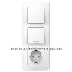 Р1691. Блок Blanca BLNBS101111 выкл. 1кл.+выкл. 1кл. с подсвет.+розетка "евро" с/п белый (Systeme)