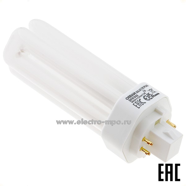 Л3474. Лампа 26Вт 23221/42283 DULUX T/E 26W/840 GX24q-3 1750Лм 4000К КЛЛ энергосберегающая (OSRAM)