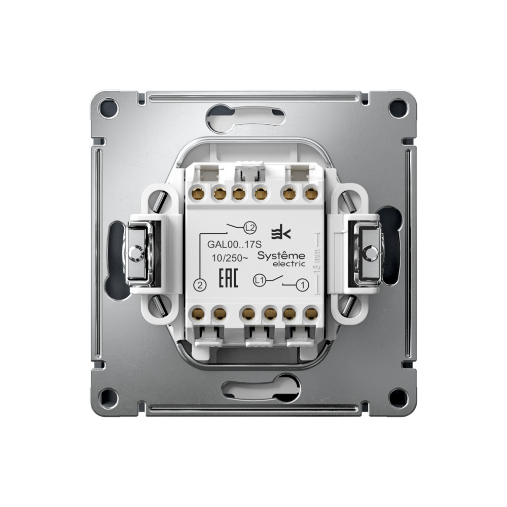 Р34. Механизм ArtGallery GAL000717S выключателя 2 кл. безвинт. зажим с/п кнопочный грифель (SE)