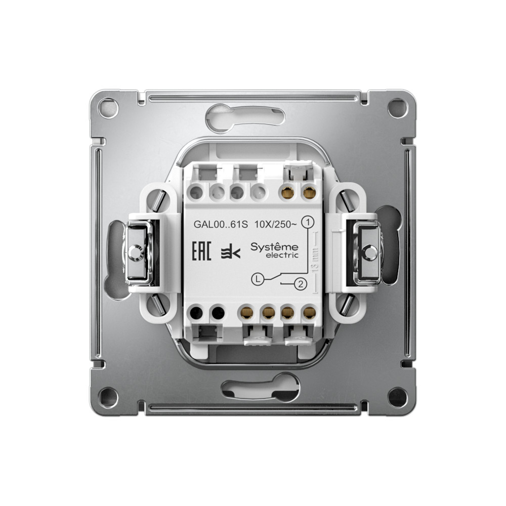 Р34. Механизм ArtGallery GAL000961S переключателя 1 кл. безвинт. зажим с/п  сталь (Systeme Electric)