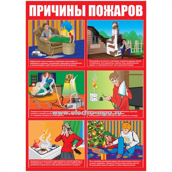 В2831. Плакат &quot;Причины пожаров&quot; бумага ламинированная 1 лист (Москва)