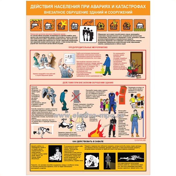 В2827. Плакат "Действия населения при авариях и катастрофах" бумага ламинированная 3 листа (Тулупов)