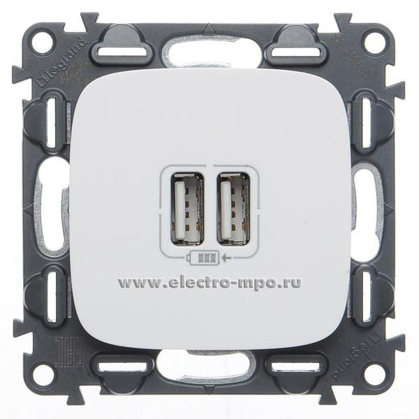 Р7320. Механизм Valena Allure 754995 зарядного устройства 2хUSB тип А 5В 1500мА с/п белый (Legrand)