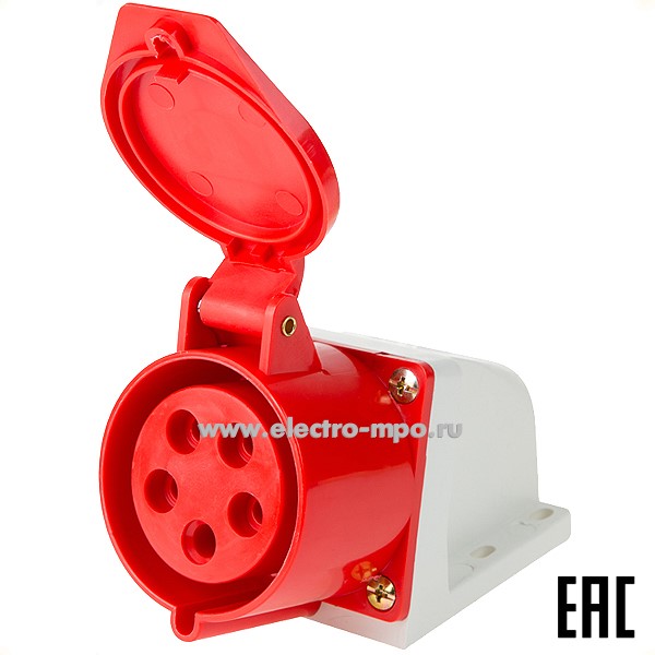 Р66. Розетка 11-8914 125 стационарная 3Р+РЕ+N 32А 380В IP44 (Rexant)