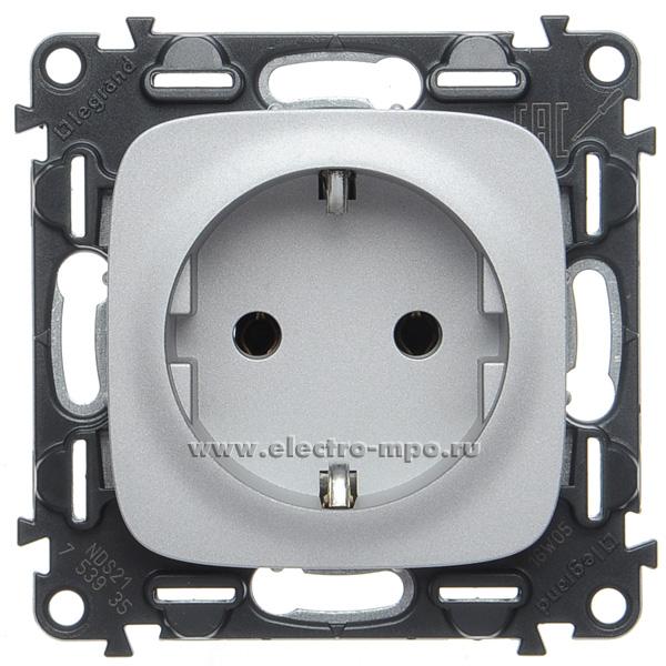 Р7380. Механизм Valena Allure 753921 розетки "евр" безвинтовые зажимы с/п алюминий (Legrand)