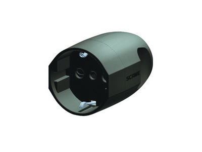 Р57. Розетка DIS1302083N кабельная, бытовая с центральным вводом кабеля. Черная. IP20 16А 2P+E  (ДКС)