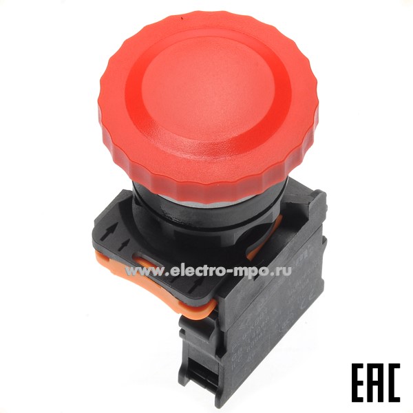 А5128. Выключатель кнопочный "Гриб" PB0-AC42 красный 1р без фиксации IP65 (Plastim)