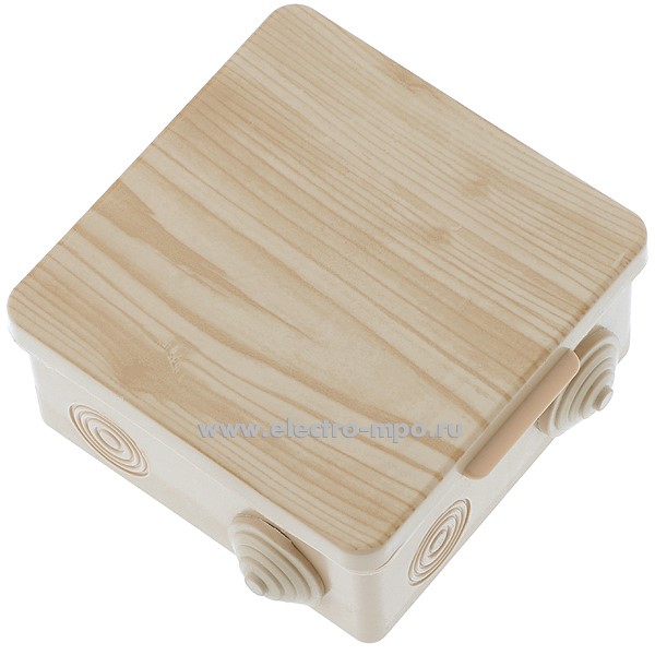 К1622. Коробка KOR-100-100-50-8g-P Б0043223 распаечная пластик. с сальниками 100х100х50мм IP54 "сосна" (ЭР
