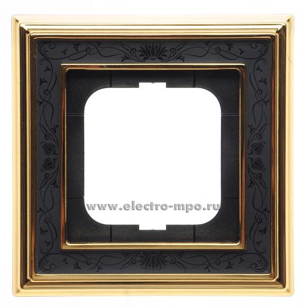 Р8360. Рамка-1 Династия 1721-833 2CKA001754A4575 латунь полированная со вставкой черное стекло с росписью(