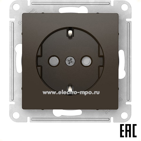 Ю52. Механизм AtlasDesign ATN000645S розетки "евро" со шторками безвинт. зажим.с/п мокко (SE)