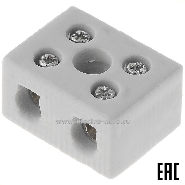 К4774. Клеммник JiNH 2W5H-30А 2P керамический 16 кв.мм 2 пары контактов винтовой 300 град. С (Электромонт