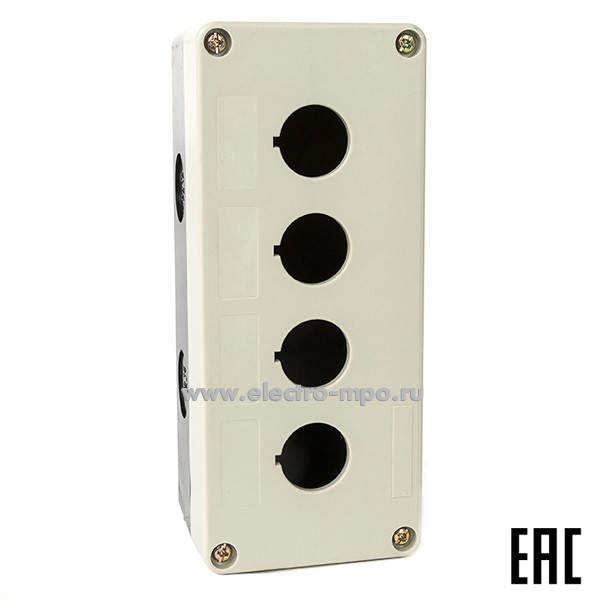 А5167. Корпус кнопочного поста PB-BK04G 4 поста пластмассовый черно-серый без кнопок IP65 (Plastim)