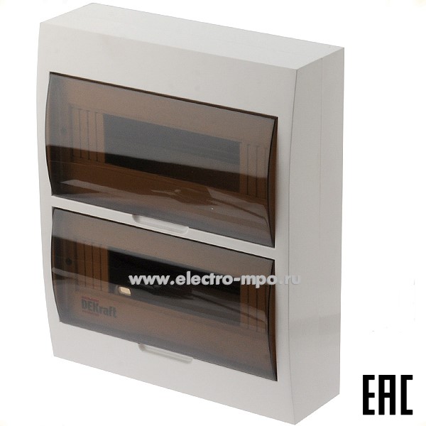 Е4075. Бокс ЩРН-П-24 31013DEK навесной 24 модуля с клеммником прозрачная дверь IP41 (DEKraft)