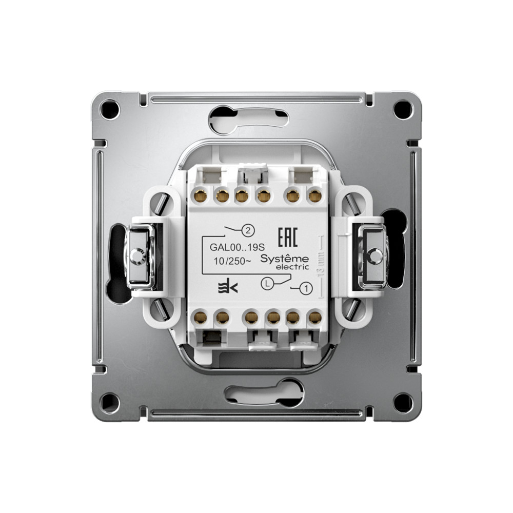 Р34. Механизм ArtGallery GAL001019S выключателя 2 кл. безвинт. зажим с/п для жалюзи карбон (SE)