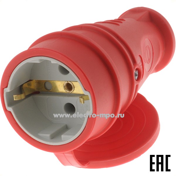 Р66. Розетка MST4402RD "евр" 2К+З 16А 250В кабельная каучуковая красная IP44 (Systeme Electric)