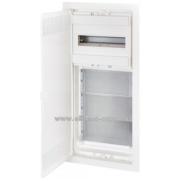 Е6431. Бокс 1100221 ECG56 встраиваемый комбинир. 12+2 мод. + мультимедиа с дверью и шиной N PE IP40 (ETI)