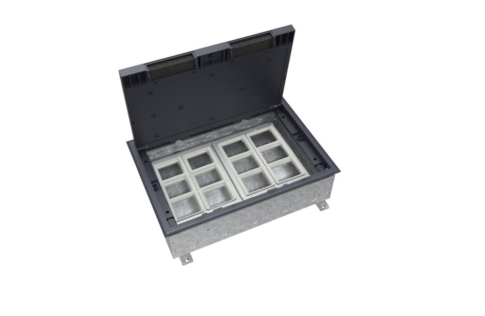М90. Люк MultiDesk MDK10224 на 24 модулей в бетонный пол с монтажной коробкой IP40 (System Electric)