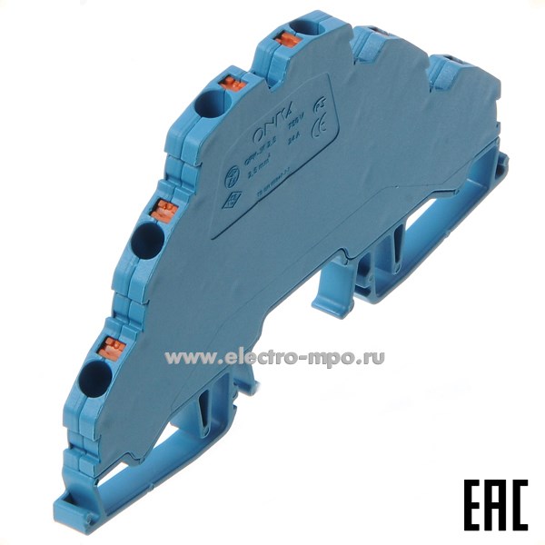 Б7551. Клемма OPK-3K 4 1020186/1885 трехуровневая пружинная синяя 4мм2 32А 750В ширина 6,7мм (ONKA Турция)