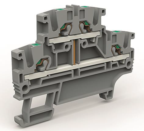 К23. Двухярусная ZEFD210GR клемма с объединенными ярусами на 2,5 кв.мм (замена на  (ДКС)