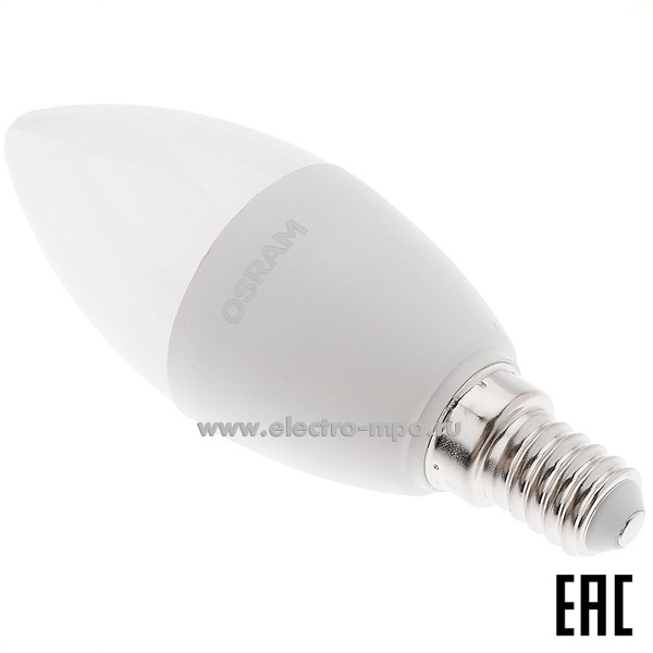 Л0146. Лампа 6Вт 79033 LVCLB60 7SW/865 230V FR E14 560Лм 6500К светодиодная "свеча" дневной свет (OSRAM)