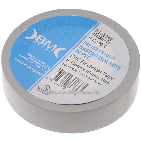 60950. М0950 Лента  ESB1510GR 15ммХ10м изоляционная серая ПВХ (ВМ)