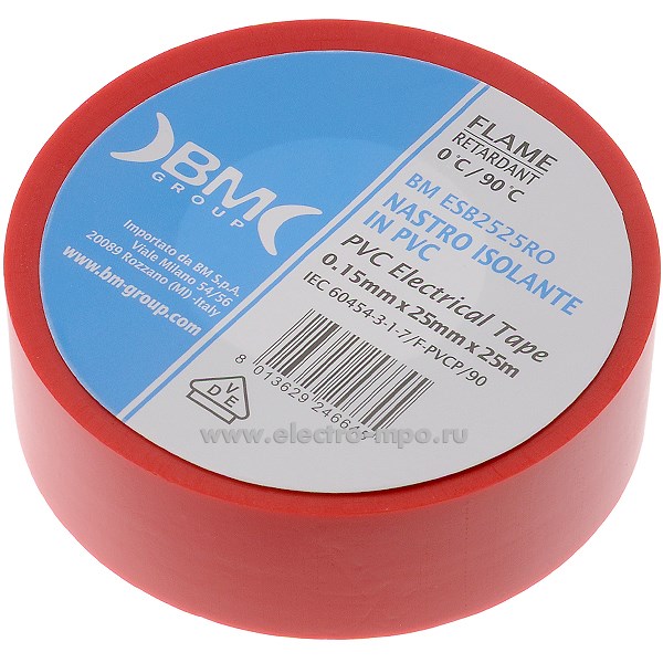 60954. М0954 Лента  ESB2525RO 25ммХ25м изоляционная красная ПВХ (ВМ)