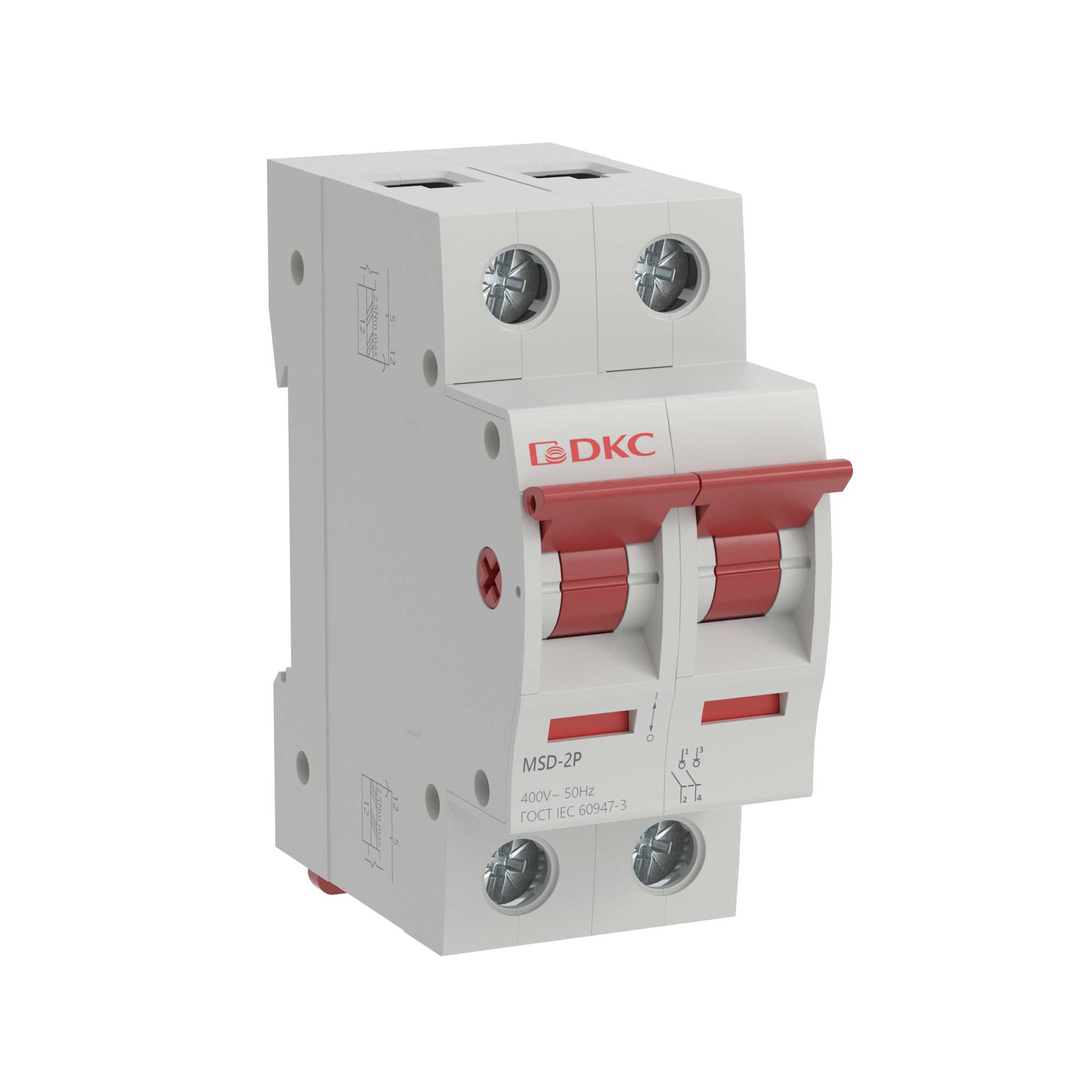 А48. Выключатель MSD-2P63 нагрузки модульный YON max типа MSD, 2 полюса, 63А (ДКС)