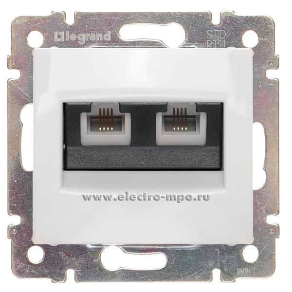 Р7634. Механизм Valena 774439 розетки телефонной 2 входа 4 контакта с/п белый (Legrand)