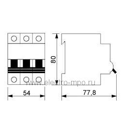 К9636. Автоматический выключатель DZ47-60 188082 /3P/ C6A 4,5 кА (CHINT)