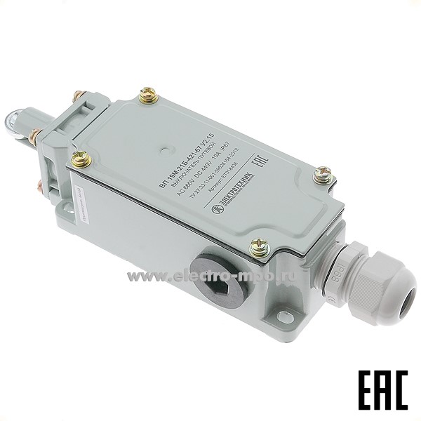 А5430. Путевой выключатель ВП 19М-21Б-421-67 У2.15 толкатель c роликом 10А 1з+3р IP67 (Электротехник)