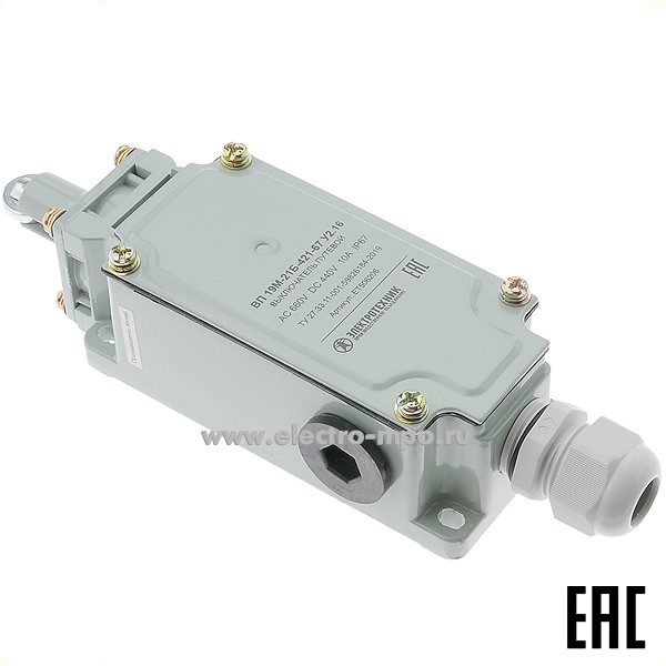 А5431. Путевой выключатель ВП 19М-21Б-421-67 У2.16 толкатель c роликом 10А 2з+2р IP67 (Электротехник)