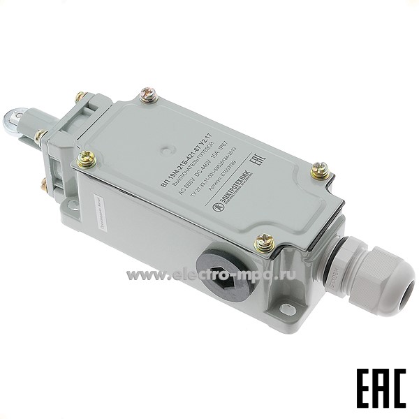 А5432. Путевой выключатель ВП 19М-21Б-421-67 У2.17 толкатель c роликом 10А 3з+1р IP67 (Электротехник)