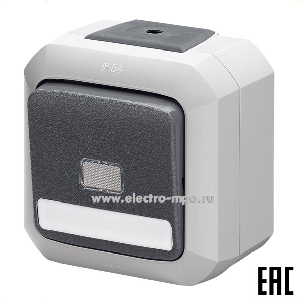 Ю1548. Переключатель Variant+ 2CHN582553C4517 3558N-C25512S 1кл. с линзой полем IP54 о/п серый (АВВ)