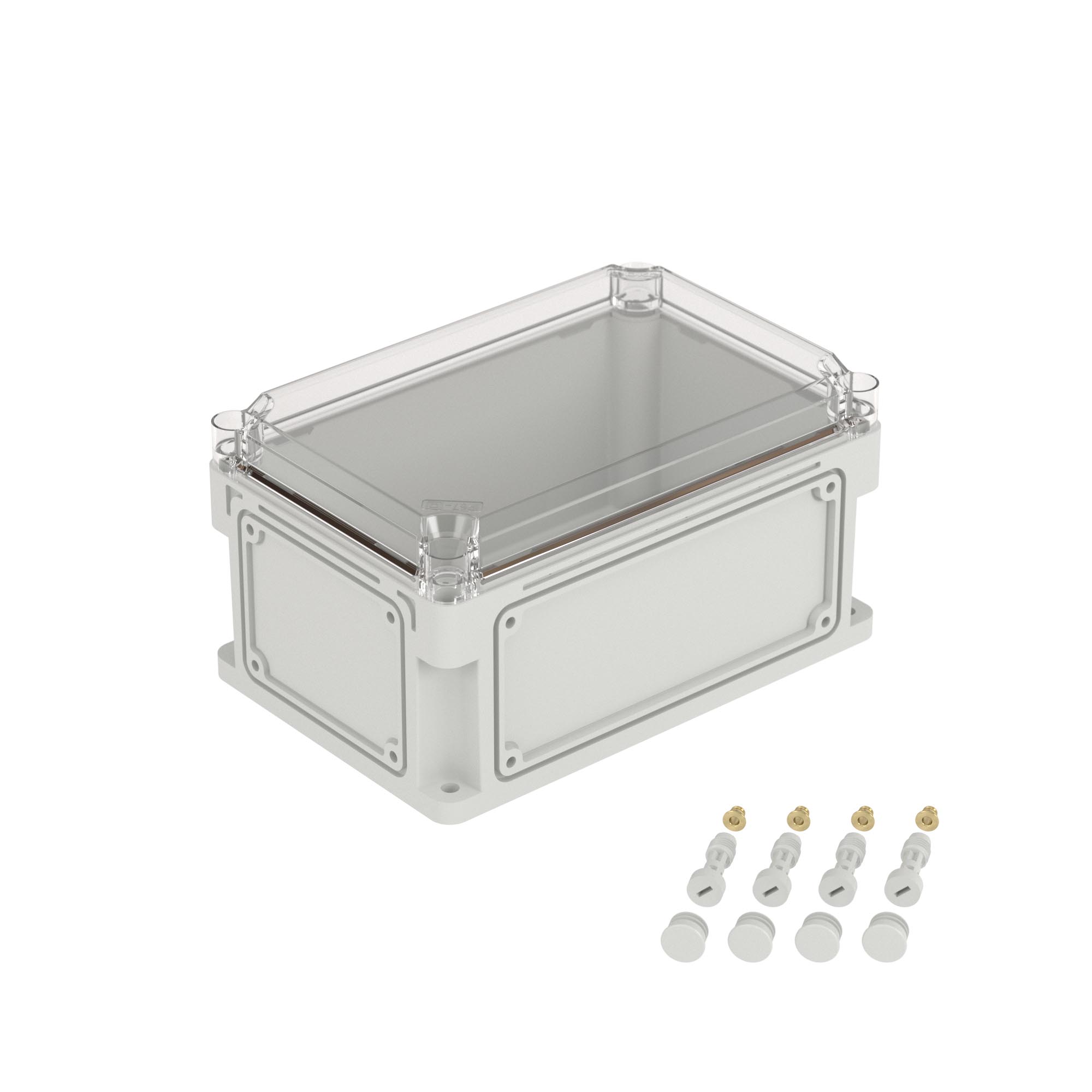 Е10. Корпус 532311 RAM box без МП 300х200х160 мм, с фланцами, прозрачная крышка высотой 35  (ДКС)