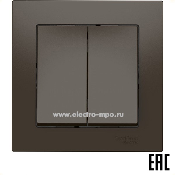 Ю52. Выключатель AtlasDesign ATN000652S 2 кл. безвинт. зажим. с/п мокко (Systeme Electric)