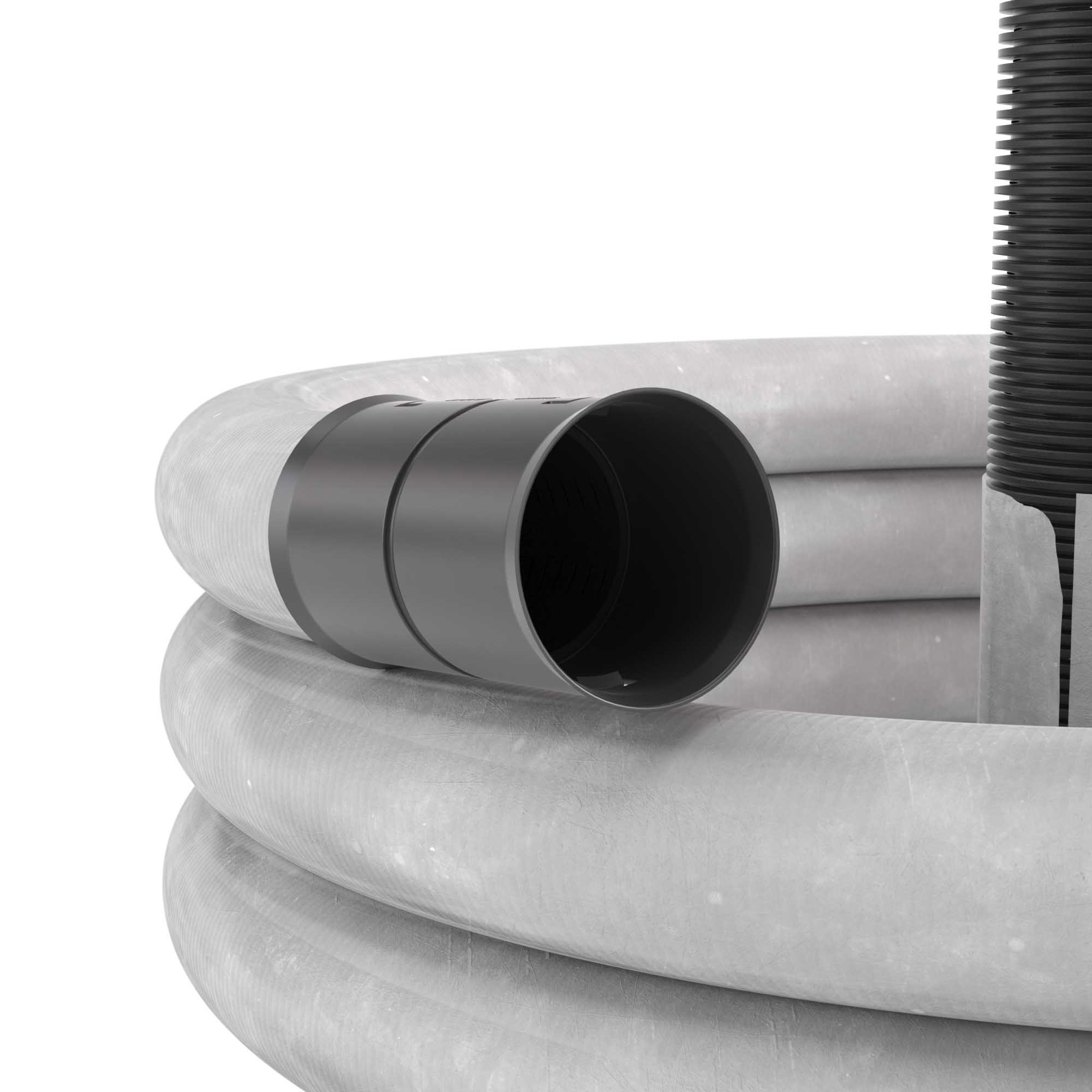 Т19. Двустенная 141920A труба ПНД гибкая дренажная д.200мм с геофильтром, SN6,перфорация 360  (ДКС)