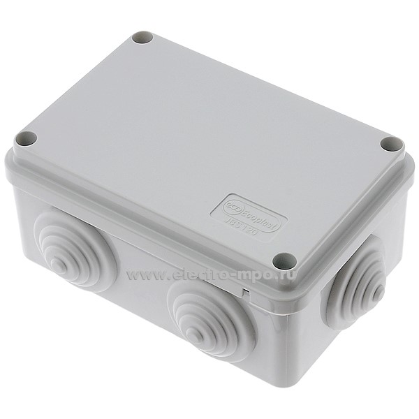 К0872. Коробка JBS120 44008-1 распаечная пластиковая с сальниками 120х80х50 мм IP55 серая (Экопласт)