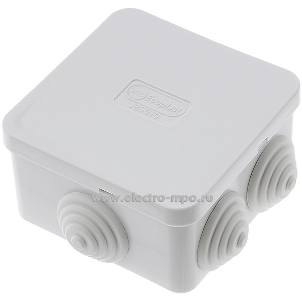 К1696. Коробка JBS070 44056-1 распаечная пластиковая с сальниками 70х70х40 мм IP44 серая (Экопласт)