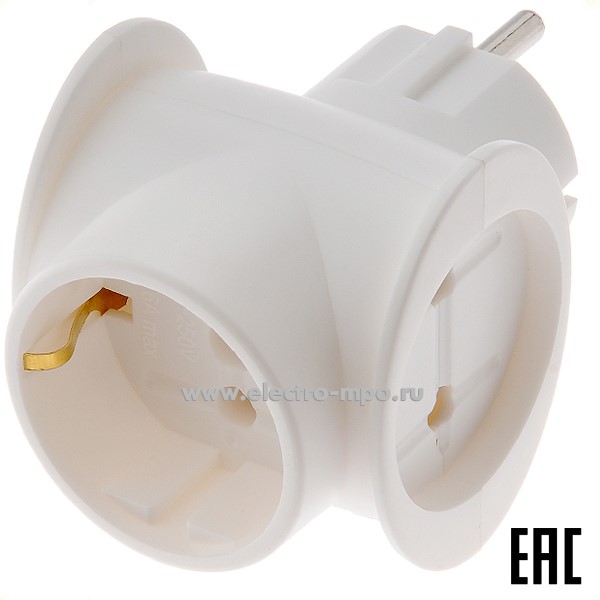 Р4358. Тройник Toker 3Т1 1х16А "евро", 2х16А универсальный белый 4582 (Роскомплект Санкт-Петербург)