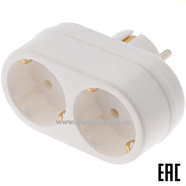 Р4360. Разветвитель Toker 2Т2 на 2 розетки "евро" белый 4556 (Роскомплект Санкт-Петербург)