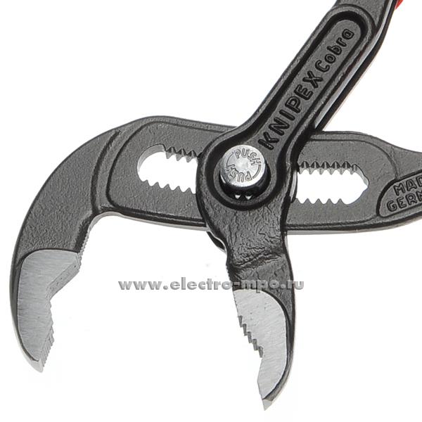 И2530. Ключ-клещи "Cobra" KN-8702180 переставной сантехнич для труб L=180мм Dmax 1 1/2" (Knipex Германия)