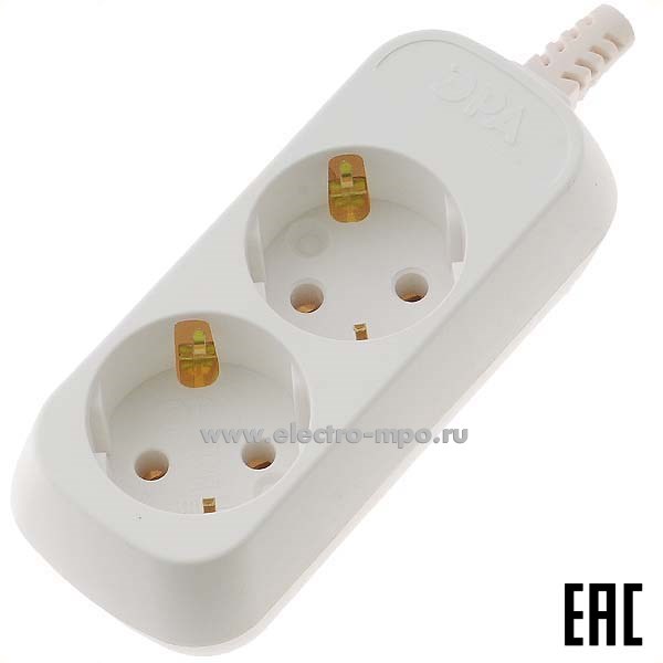 Р1624. Блок Эра KX-2e на 2 розетки "евр" о/п белый Б0028339 (Россия)