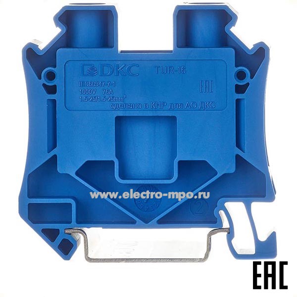 К2217. Клемма TUR-16-BU винтовая синяя 16мм2 76А 1000В ширина 12мм (ДКС)