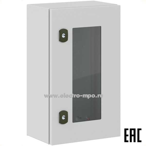 Е9148. Шкаф STX R5STX0532-OUTDOOR навесной IP66 500х300х200 с прозрачной дверью и монтажной платой (ДКС)