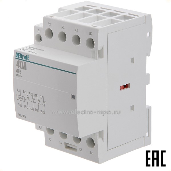 А7514. Контактор модульный МК103-040A-230B-04 18084DEK 40А 4р  230В на Din-рейку (DEKraft)