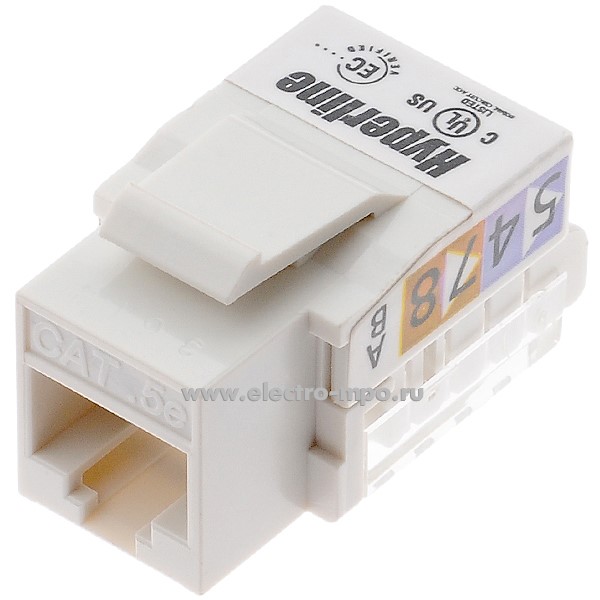 34944. Н4944 Модуль Keystone Jack компьютерный KJ2-8P8C-C5е-TLS-WH RJ45 8 контактов кат.5е (Hyperline)